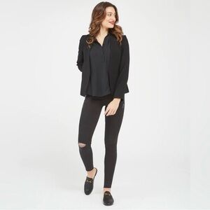 SPANX Black Distressed Skinny Jeans | Pull-on | Size Small